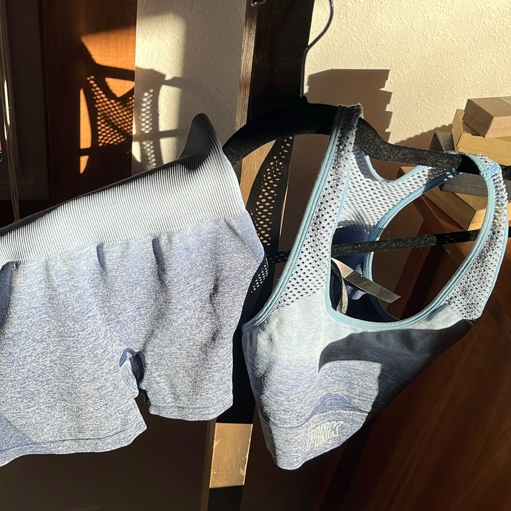 PINK Matching sports bra and bicycle shorts
